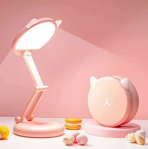 One Fire Cute Desk Lamp, Foldable & Portable Pink Lamp Kawaii Desk Accessories for Girls, Dimmable+8 Brightness Cute Lamp Kawaii Room Decor, Pink Lamp Kawaii Accessories, Cute Lamp Kawaii Room Decor
