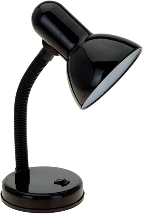LD1003-BLK Basic Metal Flexible Hose Neck Desk Lamp, Black | 16 Inches